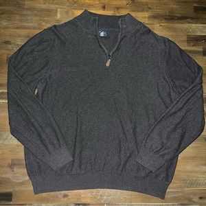 ✅ British Khaki men’s dark gray heavy knit pullover half zip sweater EUC